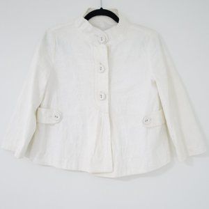 Vintage Moschino Jeans Donna White Embroidered Blazer Made In Romania, Size 6